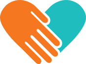 heart and hands green and orange