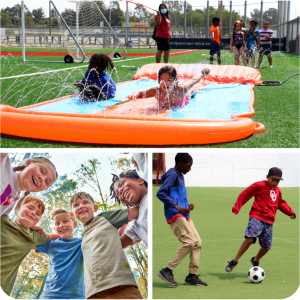 kids playing on slip and slide